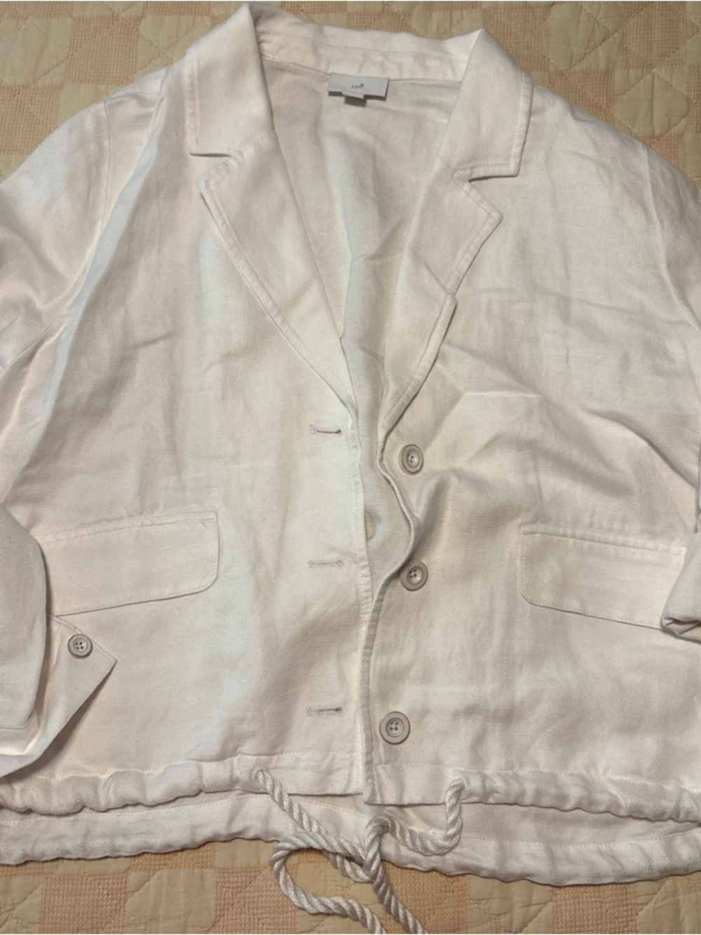 J Jill White Drawstring Linen Blazer petite small